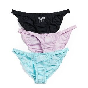 NWT FREE PEOPLE 3PK EMBROIDERED BIKINI UNDERWEAR